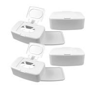 Sosoport 4pcs Wet Wipes Storage Box Plastic White for Home Bathroom Kitchen Nursery Wipes Case Holder Tissue Box Cover Dispenser
