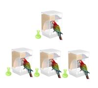 Sosoport 4sets Parakeet Feeder Spoon Dual Compartment Bird Food Holder for Balanced Diet Construction Easy Monitoring of Food Levels