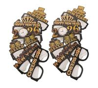 Sosoport 5 Sets Year Eve Party Glasses Glitter Paper Eyewear Lightweight Disposable Photo Props for Nye Celebration and Happy Year Decorations