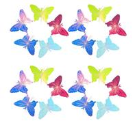Sosoport 50pcs Butterfly Solar Pathway Lights PVC Holographic Fiber Optic Outdoor Garden Decorations Waterproof LED Butterfly Lamps for Flower Beds Patio Christmas