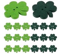 Sosoport 50pcs Creative Wooden Buttons St Patricks Day Party Favors Shamrock Buttons for Crafts DIY Sewing Projects Irish Party Decorations