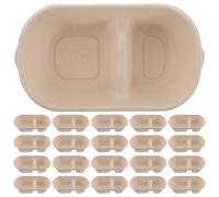 Sosoport 50pcs Disposable Pet Feeding Bowls 1000ml Dual-compartment Water and Food Holder Large Capacity Dog Cat Cage Bowl for Travel and Kennel Use