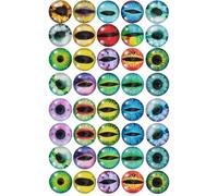 Sosoport 50pcs Round Glass Animal Eye Time Cabochons Unique Half Round Circle Flat Back Beautiful Glass Stickers for DIY Jewelry Design and Scrapbooking Random Color Random Style