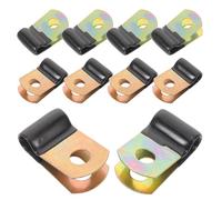 Sosoport 50pcs Rubber Coated Carbon Steel P-clamp Cable Clips with Insulation for Wire Rope and Electrical Cord Management, Metal Cable Clamps Fasteners Suitable for Wall Mounting