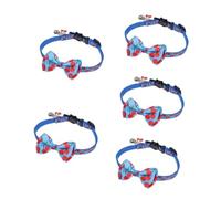 Sosoport 5pcs Adjustable Cat Collar Removable Bell Cute Cherry Bow Tie Design for Outdoor Use and Skin-friendly Material Accessory for Festivals and Parties