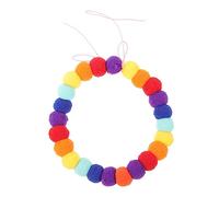 Sosoport 5pcs Adjustable Collar Rainbow Pom Poms Woolen Yarn Pet Accessory for Kittens and Puppies