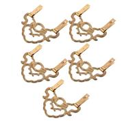 Sosoport 5pcs Antique Bronze Frame Hook Hangers Picture Frames Decorative Painting Mirror Hanger Picture Hook Golden Brass