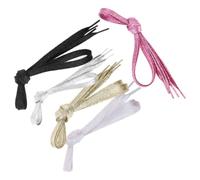 Sosoport 5pcs Colorful Pearlescent Flat Shoelaces 1.1m Dacron | Silver Onion Finish, Shiny Sparkly Look, Lasting Knot Design, for Canvas Shoes, Youth and Women