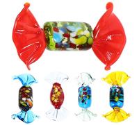 Sosoport 5Pcs Glass Candy Ornaments Cartoon Style Sweets Decorations for Desktop Living Bedroom Study Smooth Surface Easy to Clean Collectible Festival Accent