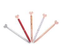 Sosoport 5pcs Metal Heart Shape Ballpoint Pens Writing Pens for Students School Stationery Signature Use Office Supplies Random Color