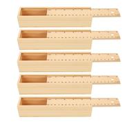 Sosoport 5pcs Multifunction Wooden Pencil Case Large Boys with Slide Out Design and Builtin Ruler, Khaki Wood Pencil Organizer for DIY Projects, Students and Office Workers