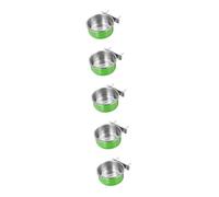Sosoport 5pcs Parrot Food Bowl Small Animal Food Bowl Bird Parakeet Feeding Cup Cage Feeder Parakeet Food Bowl Pet Cockatiels Parrot Feeding Bowl Parrots Finches Stainless Steel Light Green