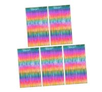 Sosoport 5pcs Rainbow Gradient Tinsel Backdrop Curtains Metallic Foil Fringe Streamers for Wedding Birthday Christmas Halloween Party Photo Decoration Indoor Use
