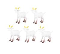 Sosoport 5PCS Realistic PVC Goat Lamb Model Miniature Farm Animal Figures for DIY Decor Educational for Vivid Sheep Ornaments Random Colors White Pink