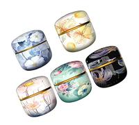 Sosoport 5pcs Small Round Sealed Tinplate Tea Canisters for Gift Bottle Storage Festive Tea Organizer Jars for Wedding Candy Sugar Sweets Party Decorations Mixed Styles