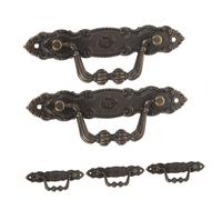 Sosoport 5pcs Vintage Bronze Drawer Pull Handles European Style Alloy Cabinet Knobs with Concealed Installation Antique Dresser Cupboard Wardrobe Handles for Furniture Renovation