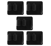 Sosoport 5pcs Wall Mounted Mop and Broom Holder Hooks Black Square Base Mop Hooks for Bathroom Kitchen Garage Utility Tool Rack