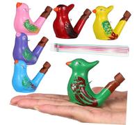 Sosoport 6 Pcs Ceramic Bird Whistles with Lanyards Musical Water Whistle for Cartoon Animal Caller Educational Instruments for Auditory Development Smooth Polished Design Mixed Random Color