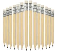 Sosoport 60Pcs Natural Wood Short Round Log Pencils with Eraser, 10Cm Small Wooden Pupil Drawing and Writing Pencils for Classroom Use