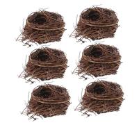 Sosoport 6pcs Handmade Realistic Rattan Bird Nests for Home Decor Garden Easter Parties