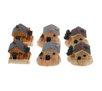 Sosoport 6Pcs Miniature Villa Figurines Resin Tiny House Statues for Fairy Garden Decor Realistic Cottage Accessories for Micro Landscape Bonsai and Dollhouse Decoration