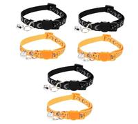 Sosoport 6pcs Reflective Cat Collar Breakaway Design Bell Stylish Star and Moon Patterns for Safety and Comfort for Cats