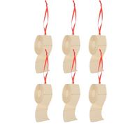 Sosoport 6Pcs Wooden Christmas Tree Hanging Ornaments DIY Graffiti Blessing Pendants 10Cm Long Xmas Decorations for Holiday Family and Home