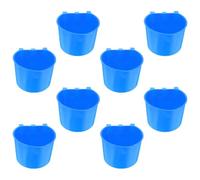 Sosoport 8pcs Hanging Bird Cage Food Bowls for Small Animals and Birds, Easy Installation Portable Pe Plastic Feeding and Watering Bowls for Pet Care at Home, Blue