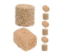 Sosoport 8pcs Mini Stackable Hay Bales for DIY Crafts Realistic Cube Straw Blocks Durable Wood Material for Dollhouse Farm Models Rustic Decoration Supplies