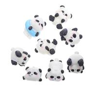 Sosoport 8Pcs Resin Panda Miniatures Micro Landscape Adornments Cute Ornaments for Indoor Outdoor Decoration Safe Smooth Surface
