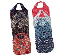 Sosoport 8Pcs Reusable Folding Grocery Bag Flower Printing Tote Bags for Shopping Travel Storage Cute Portable Sundries Pouch with Strong Stitching and Break Resistance
