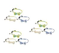 Sosoport 9pcs Cat Collar Fruit Pattern Canvas Pet Neck Chains Bow Tie for Indoor and Outdoor Cats Blueberry Lemon