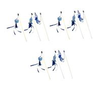 Sosoport 9pcs Interactive Cat Teaser Toy Wooden Handle Featuring Fish Mouse and Square Block Pendants and Non-woven for Fun Playtime Cats