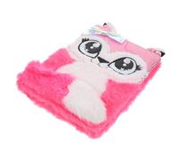 Sosoport A5 Plush Fox Cover Notebook Bow, Sequin Accent, Soft Velvet Journal for Students and Workers, Daily Planning Notebook and Creative Scrapbook