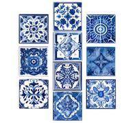 Sosoport Adhesive Tile Stickers 10Pcs Morocco Style Vinyl Decals for Kitchen Bathroom Walls Waterproof and Splash-Proof