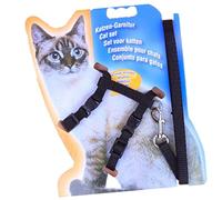 Sosoport Adjustable Cat Harness with Matching Leash Design for Kittens and Cats Black Material with Snap Buckle Fit and Easy to Wear