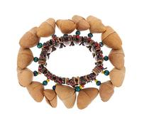 Sosoport African Drum Nut Shell Hand Bell Percussion Instrument, Wooden Bracelet Style, Easy to Use, for Children’S Dance Party, Ethnic Design Toy