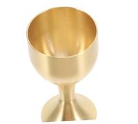 Sosoport Antique Copper Alloy Goblet Small Decorative Buddhism Cup for Ritual Offering Compact and Retro Metal Chalice for Home Temple Zen Decor Height
