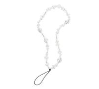 Sosoport Bohemian Style 8Mm Faceted Imitation Pearl Beaded Phone Lanyard with Crystal Charm, Anti-Lost Smartphone Chain Wrist Strap for Women