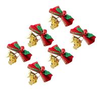 Sosoport Bowknot 6 Green Leaves and 6 12pcs with Bell Christmas Lightweight Fabric Decorative Bows Easy Hanging Mini Bow Ornaments for Tree and Hat for Christmas Tree Decor in Garden