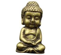 Sosoport Brass Buddha Figurine Small Solid Brass Statue Sculpture Vintage Craft Home Décor Accent Meditation Ornament for Living Room and Office Display