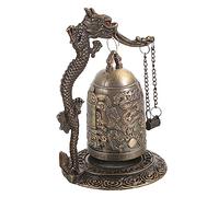Sosoport Bronze Lock and Dragon Bell Large Decorative Ornament for Office Tabletop Antique Finish Collectible Decoration