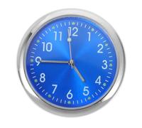 Sosoport Car Mounted Clock Mini Car Clock Adhesive Blue Metal Glass Luminous Dashboard