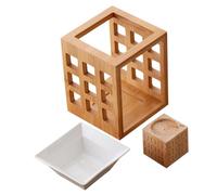 Sosoport Ceramic Aromatherapy Wax Burner with Bamboo Frame Large Capacity Essential Oil Warmer for Home Office Bedroom Decor Tea Light Candle Holder for Relaxation and Fragrance Diffusion