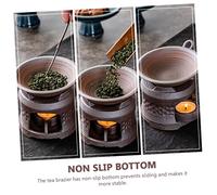 Sosoport Ceramic Teapot Warmer Brown Candle Holder Tea Accessory Pottery Warmer for Afternoon Tea Gift Desktop Decoration