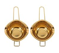 Sosoport Chocolate Melting Pot 2pcs Stainless Steel Double Boiler 13oz | Dual Pour Spouts, Shallow Body, Heat Resistant Handle, Wide Mouth, for Butter and Ganache
