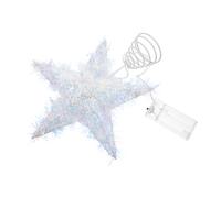 Sosoport Colorful Five-pointed Metal Christmas Tree Topper with Warm LED Lights Glittered Iron Star Decoration for Xmas Parties Living Bedroom Garden Holiday Ornament Medium