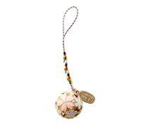 Sosoport Creative Japanese Style Brass Bell Pendant Set Diameter Pink Cherry Blossom Hanging Decor Keychain Ornament for Home Car Accessories