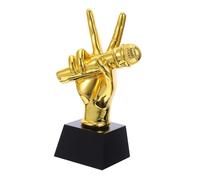 Sosoport Creative Resin Microphone Trophy Award for Singing Contests and Music Appreciation Gold V Gesture Design for School Events Talent Shows Community Recognition and Public Speaking