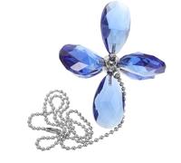 Sosoport Crystal Ceiling Fan Pull Chain Extender with Blue Floral Pendant, Decorative Crystal Light Pull Chain for Garden and Indoor Ceiling Fans, 1Pcs Suncatcher Hanging Ornament